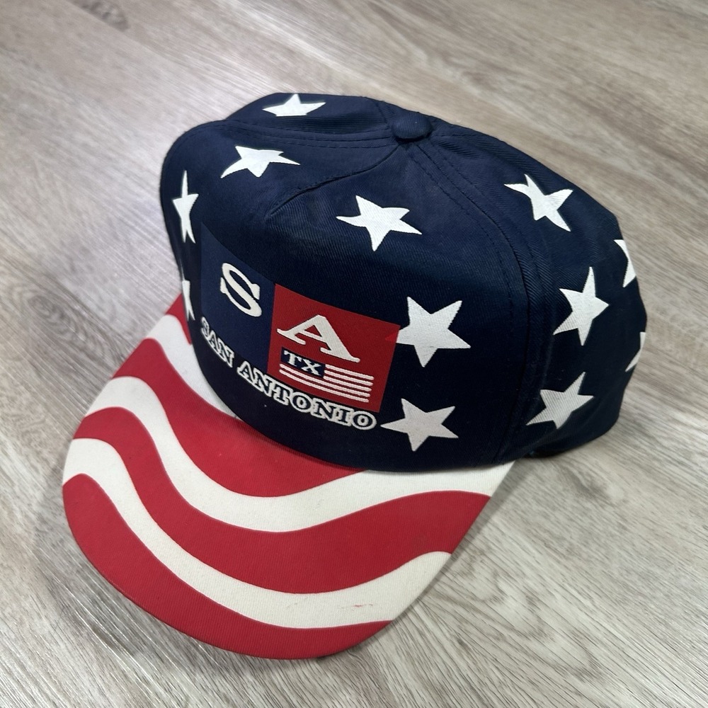 VTG 90s San Antonio Texas USA Snapback Hat Blue Red‎ Cap - Picture 8 of 8
